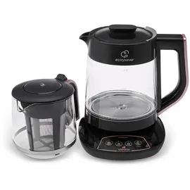 KARACA Çaysever 3-in-1 Glas-Teemaschine, Wasserkocher mit 1700W, Rosegold