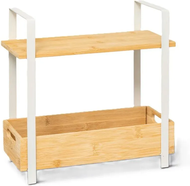 Regal mit 2 Bambusablagen, Farbe: Lehm