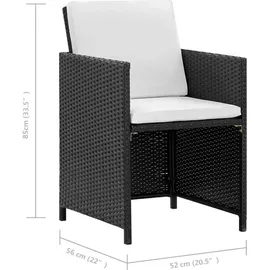 vidaXL Polyrattan Set 11-tlg. schwarz/cremeweiß