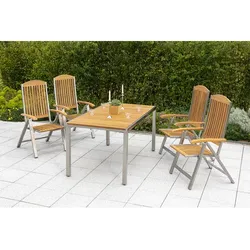 MERXX Gartenmöbelset »Keros«, 4 Sitzplätze, Edelstahl/Akazienholz - silberfarben