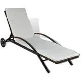 vidaXL Sonnenliege 200 x 65 x 39 cm braun/cremeweiß inkl. Rollen