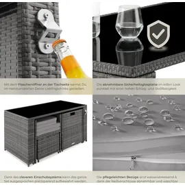 Tectake tectake® Rattan Sitzgruppe, für 2 bis 4 Personen, UV-beständig, inklusive Flaschenöffner, zusammenschiebbar