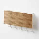 Holz-wandschlüsselhalter Zur Montage Ohne Bohren, Mit Fünf Haken Und Kombiniertem Briefhalter Für Eingangsbereich Und Flur