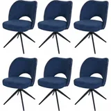 MCW 6er-Set Esszimmerstuhl MCW-N72, Polster-Küchenstuhl, drehbar Auto-Return, Stoff/Textil (420g/m2) Öko-Tex ~ blau