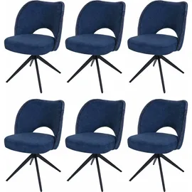 MCW 6er-Set Esszimmerstuhl MCW-N72, Polster-Küchenstuhl, drehbar Auto-Return, Stoff/Textil (420g/m2) Öko-Tex ~ blau