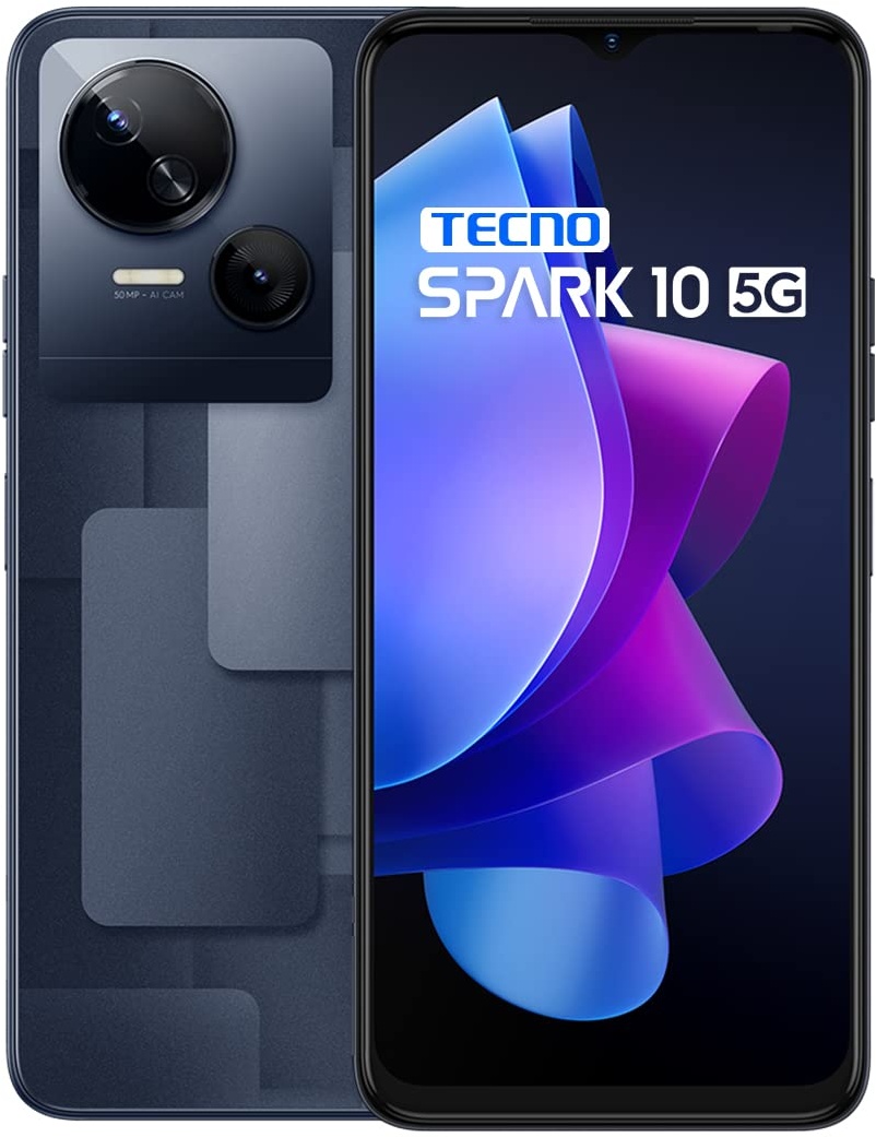Tecno Mobile Spark 10 5G Smartphone (Android, Dual SIM, 1612 x 720 HD+ Display, 4GB RAM, 64GB Speicher, Octa-Core, 50MP Dual-Kamera) Meta Black