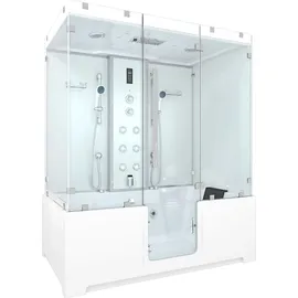 SeniorBad Kombination Badewanne Dusche K88-WS-EH-C-SC-EA Duschtempel 180x100 cm aktive Schlauch-Reinigung - Weiß