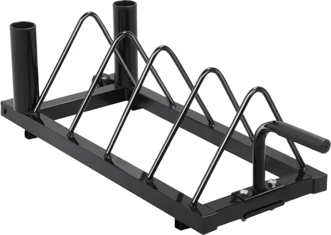 Yaheetech Waagerechter Bumper Plate Rack Kraft- und Fitnessständer Hantelhalter Standard-Scheibe Schwarz