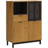 VidaXL Highboard mit Glastür FLAM 92x40x122,5 cm Massivholz Kiefer