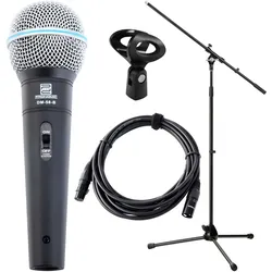 Pronomic DM-58-B Vocal Mikrofon Starter Set Mikro, XLR Kabel, Klemme, Stativ