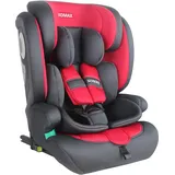 XOMAX LM238 Kindersitz mit ISOFIX I mitwachsend I 9-36 kg, 15 Monate - 12 Jahre, Gruppe 1/2/3 I 5-Punkt-Gurt und 3-Punkt-Gurt I Bezug abnehmbar und waschbar I ECE R129 I anthrazit-rot