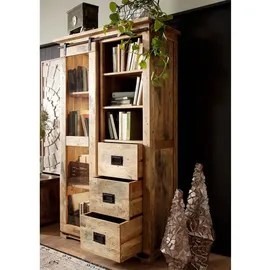 Massivmoebel24 Vitrine Mango 100x45x175 natur lackiert Railway #126