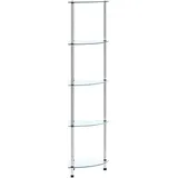 vidaXL Regal mit 5 Ablagen Vitrine Glasregal Dekoregal Sammlervitrine Standregal Glasvitrine Bücherregal Vitrinenschrank Transparent 30x30x130 cm Hartglas