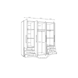 Sconto Kleiderschrank Morley 206 x 200 x 53 cm Grau
