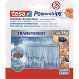 Tesa Powerstrips 2 Deko Haken Transparent mit 4 x Powerstrips Large