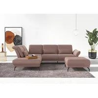 INOSIGN Ecksofa »Coco L-Form«, Sitztiefen-, Arm- und Kopfteilverstellung, Cord-Bezug, Fußhöhe 15 cm rosa