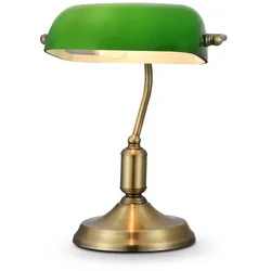 Tischlampe Tischleuchte Bankerleuchte Bankerlampe Schreibtisch messing grün E27