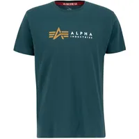 Alpha Industries T-Shirt mit Label-Print, Petrol, M,