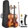 Vevor Violine 4/4, 584,2 mm Armlänge Geigenset mit Hartschalenkoffer, Kolophonium, Bogen, Schulterstütze, Steg, zusätzlichen Saiten, Massivholzinstrument für Anfänger ab 12 Jahren (Mattbraun)