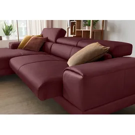 W.Schillig Ecksofa "Piedroo, Designsofa mit tollem Sitzkomfort, elegant und bequem, L-Form", rot (burgundy z69), B:303cm H:70cm T:193cm, Longlife Xtra-Leder Z69: Das feinnarbige, gedeckte Softleder Z69 besticht durch seine außergewöhnliche Weichheit im trendigen