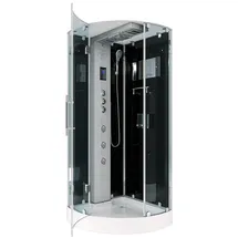 AcquaVapore D37-23L1 Komplettdusche rechts 100 x 100 cm schwarz Sicherheitsglas Duschwanne