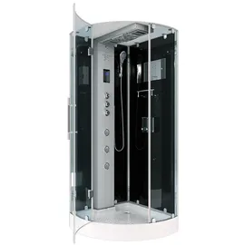AcquaVapore D37-23L1 Komplettdusche rechts 100 x 100 cm schwarz Sicherheitsglas Duschwanne