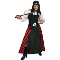 KarnevalsTeufel Damenkostüm Rock Piratin schwarz-rot gestreift Totenkopf Frauen-Kostüm (46)