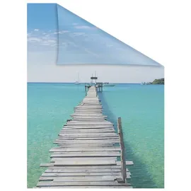 Lichtblick Fensterfolie El Mar 1 St., blickdicht, strukturiertKlebepunkte, selbstklebend, Sichtschutz, blau B/L: ca. 100x180 cm (B x L) cm