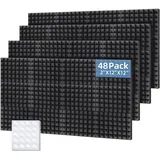 Ohuhu Schallschutzplatten 48 Stück mit Aufkleber, 30 x 30 x 5 cm Akustikschaumstoff Pyramidenschaumstoff Schalldämmung Akustikpaneele für Tonstudio Podcasts Youtube-Zimmer