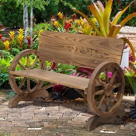 Outsunny Gartenbank 114 x 58 x 80 cm Braun