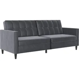 dorel home 3-Sitzer DOREL HOME "Hartford II", grau (anthrazit), B:203cm H:83cm T:83cm, Veloursstoff 100% Polyester, Sofas, Bettfunktion, Rückenlehne 2-teilig, 3-fach verstellbar, Sitzhöhe 43 cm