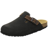 AFS-Schuhe 3900 Herren Clogs, Bequeme Hausschuhe für Männer, Pantoffeln aus Leder, Made in Germany (48 EU, Schwarz Nubuk) - 48 EU