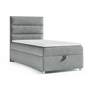 Best For Home Boxbett, Grau, Textil, Höhe ca. 18 cm, Rechteckig, 90x200 cm, Schlafzimmer, Betten, Boxspringbetten