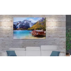 Wandgem√§lde Landschaft HWC-H25, Leinwandbild Sandgem√§lde Gem√§lde, handgemaltes XL Wandbild ~ 80x120cm
