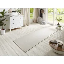 Bt Carpet Nature Läufer In- und Outdoor – Schlingen Küchenläufer rutschfest Flachgewebe Kurzflor Woll-Optik Fineloop Küchenteppich für Flur, Küche, Garten, Terrasse, Badezimmer – Ivory, 80x350cm