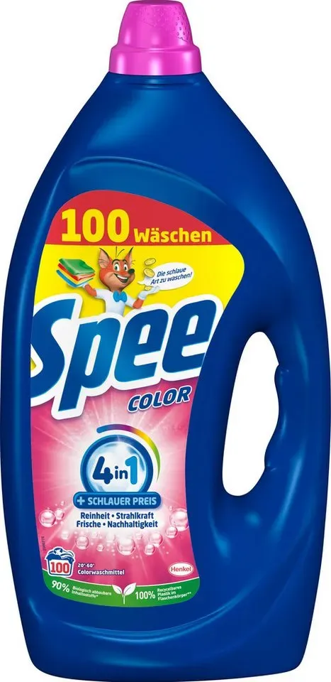 Spee 4 in 1 Color Gel 100 WL Colorwaschmittel (Vorratspack, [1-St. Flüssigwaschmittel für Reinheit, Frische & Nachhaltigkeit)