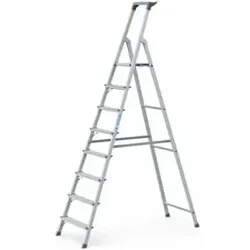 ZARGES Stufenstehleiter Alu 8Stufen 1seitig Plattform-H1700mm 7.1kg eloxHolme