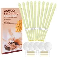 ACWOO Natürliche Ohrenkerzen, 10 Stück Ohrenschmalz Entferner Kerzen Ohrenkerze Kit, Ohrkerzen Zur Reinigung Mit 5 Schutzscheiben, Ohren Kerzen Zum Reinigen Für Ntspannen, Beige