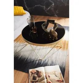 Wohnling Couchtisch rund Schwarz Gold Glas 82 x 39 cm