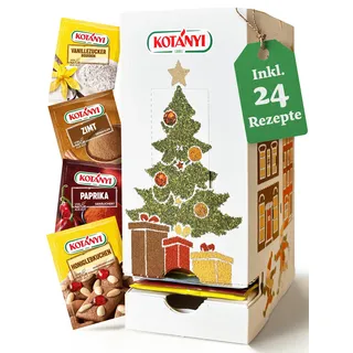 KOTÁNYI Adventskalender 2024-24 Festliche Gewürze & Rezeptideen - Gewürzpackungen in Orginalgröße und Markenqualität - Lebkuchengewürz, Punsch & mehr [Jetzt Weihnachtskalender kaufen!]