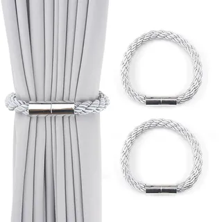 RGZD 2 Stück 2 Stück Magnetische Vorhang Raffhalter, Grau Raffhalter Für Vorhänge Mit Magnet, Raffhalter Für Gardinen Halterung Vorhang Halter Gardinenhalte Dekoration Gardinen Zubehör