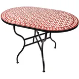 Marokkanischer Mosaiktisch Albaicin Weiss Bordeaux 120x80cm - Handarbeit