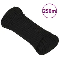 VidaXL Arbeitsseil Schwarz 5 mm 250 m Polyester