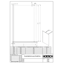 Hoesch One & One Walk-In-Duschkabine 110 cm