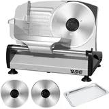 YASHE Elektrische Allesschneider Mit Leisem DC-Motor, 200W Brotschneidemaschine, Duale 19CM Edelstahlklingen - Rot