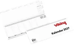 Viking Tischkalender 2027 1 Woche / 2 Seiten Deutsch, Englisch, Französisch 30,4 (B) x 10,5 (H) cm Weiß