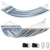 your GEAR yourGEAR Kauai - XXL Hängematte mit Kissen | Hohe Belastbarkeit 300 kg | Smaragd oder Aqua | Baumwolle | Stabhängematte ideal für 2 Personen |TÜV geprüft | inkl. Befestigungsset