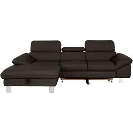 Cotta Ecksofa "Driver L-Form", braun, B:268cm H:73cm T:169cm, LEDER BEEFY (ein abgedecktes Spalt-Rindsleder) im Sitz und Rücken (Korpus in Kunstleder);Luxus-Kunstleder;Kunstleder SOFTLUX;NaturLEDER (echtes Rindsleder), Rückseite mit schwarzem Spannstoff