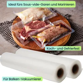 casativo 4 Profi Vakuumier-Folienschläuche für Balken-Vakuumierer 28 x 500 cm, Lebensmittelverpackung, Transparent