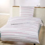 Dyckhoff Weichfrottier Bettwäsche 'Nadelstreifenblöcke' 135 x 200 cm rot - grau),